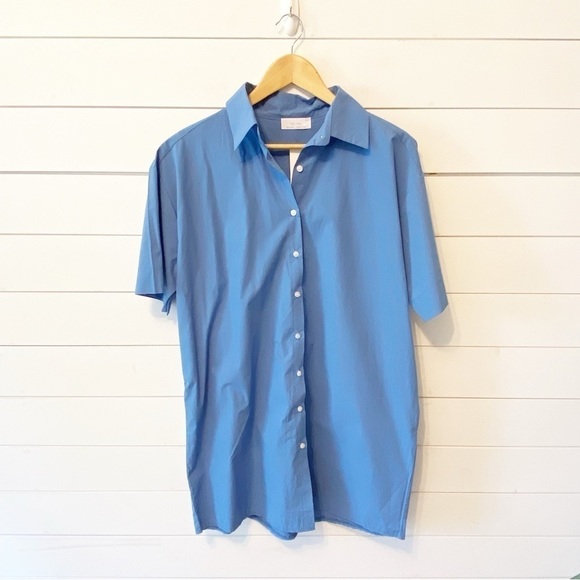 NWTs Oak + Fort | Cobalt Blue Button Down Shirt Dress Size small - Picture 4 of 12